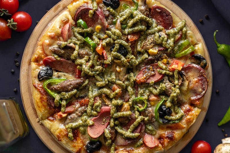 Supreme pizza with multiple premium toppings
